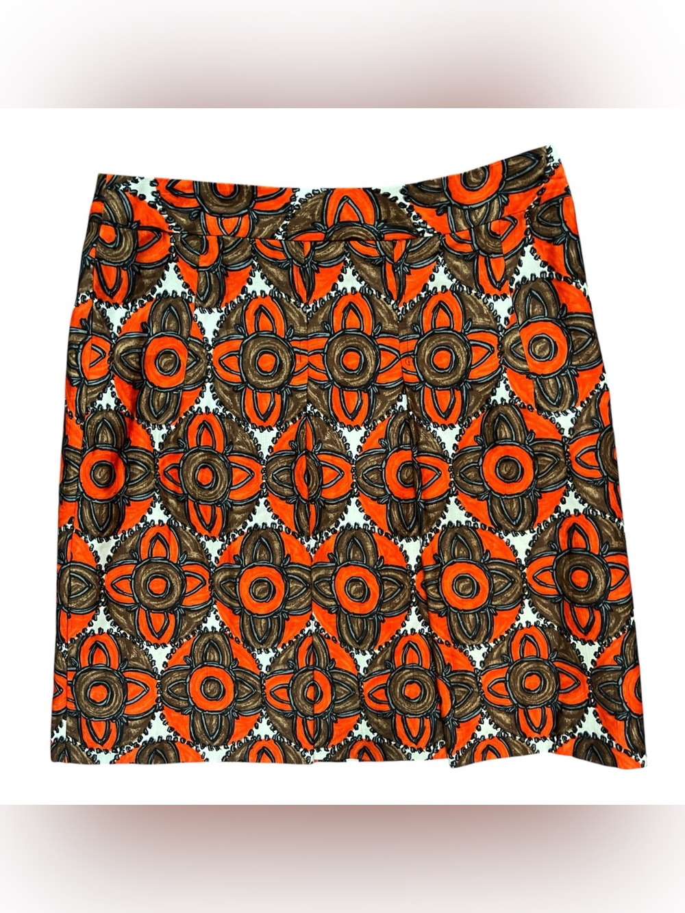 Milly Orange & Brown Geometric Floral Mini Skirt
